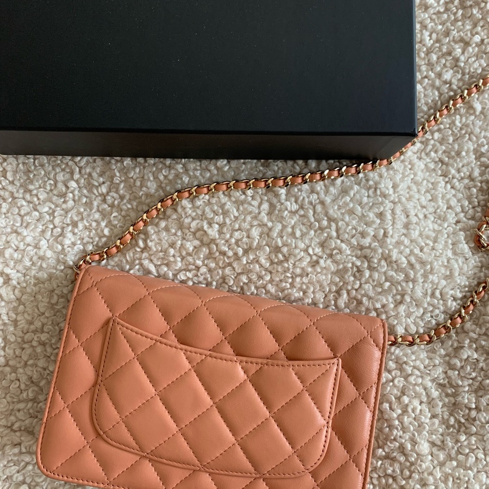 CHANEL Classic Wallet On Chain WOC in Salmon Beige Lambskin Leather - Picture 16 of 16